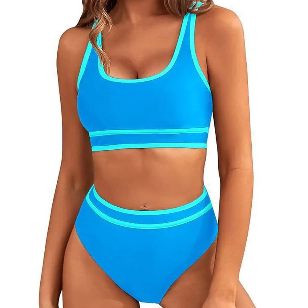 Sporty Color-Block Bikini Set