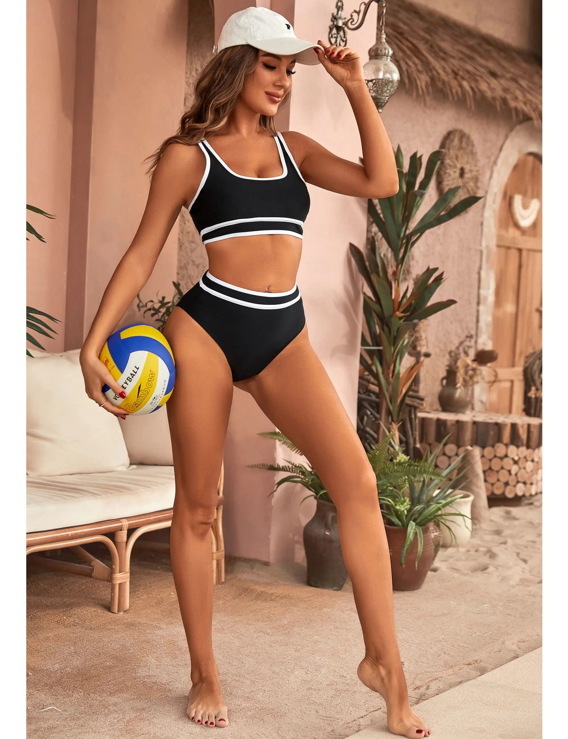 Sporty Color-Block Bikini Set