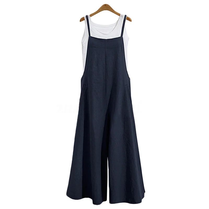 Wide-Leg Bib Overall Jumpsuit