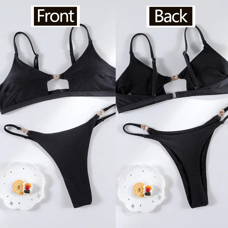 Leopard Bandage Triangle Bikini Set