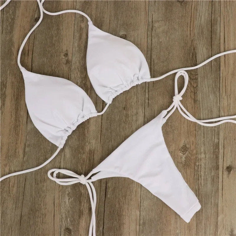 Halter Tie-Up Triangle Bikini Set