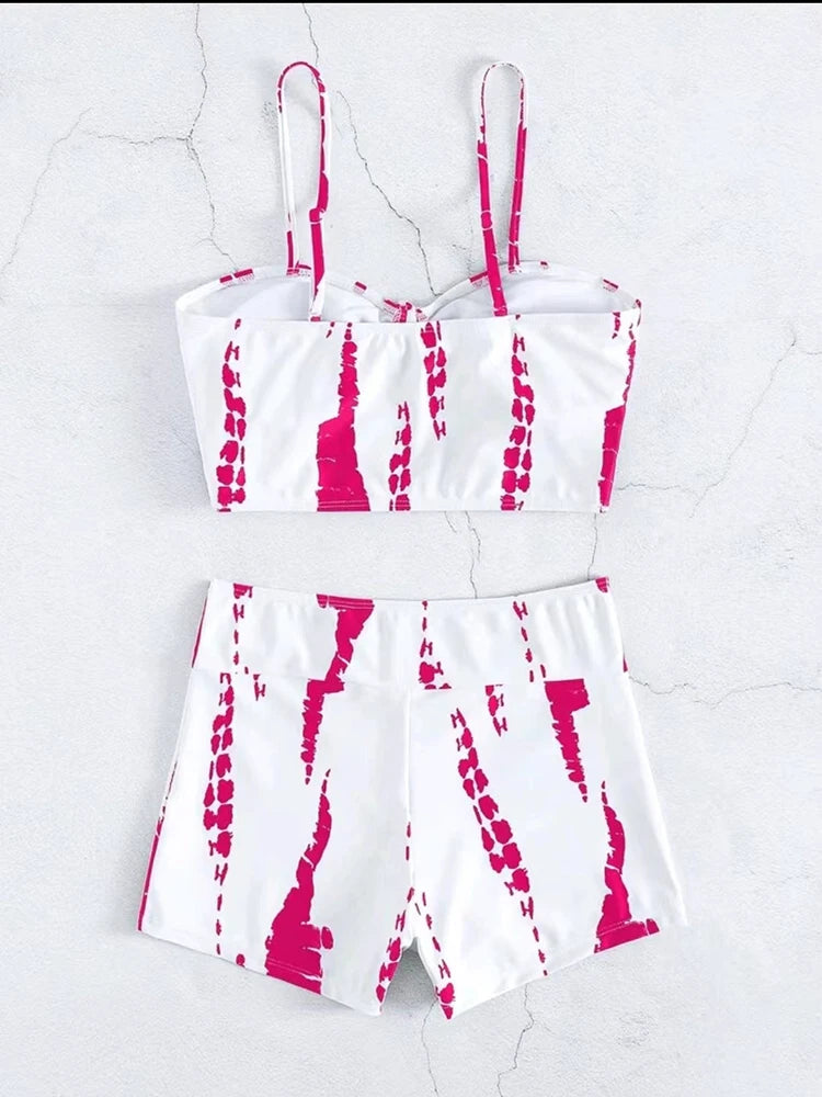 Drawstring High-Waist Bikini Set